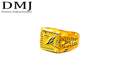 DMJ Premium High-quality Micro plated Gold look Finely Detailed Handmade Brass Gold Plated Ring