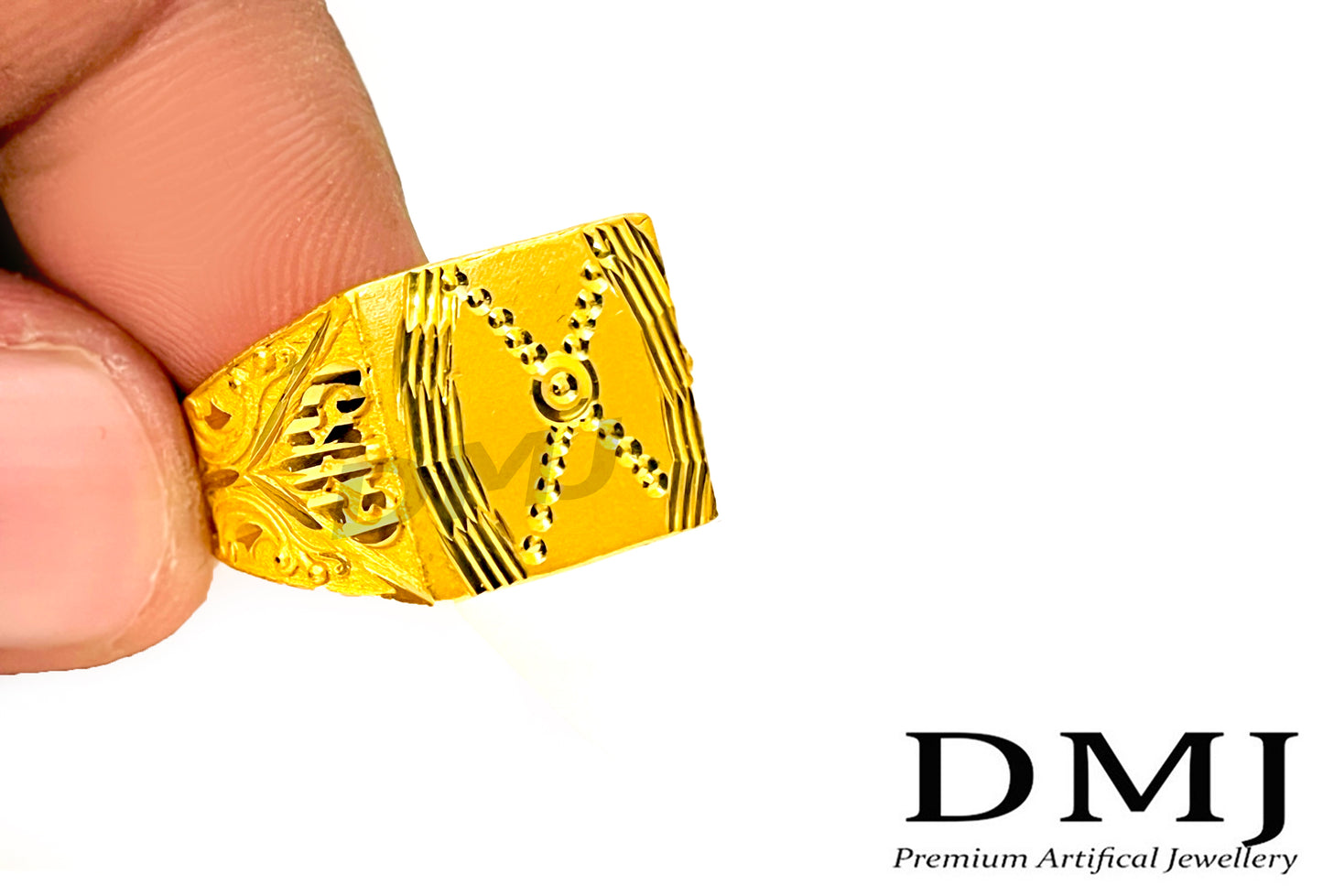 DMJ Premium High-quality Micro plated Gold look Finely Detailed Handmade Brass Gold Plated Ring