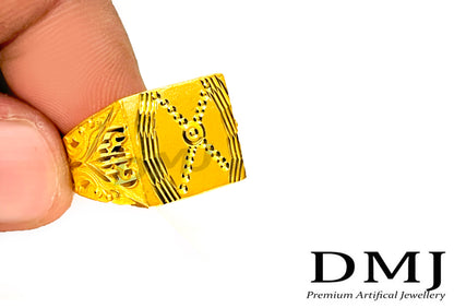 DMJ Premium High-quality Micro plated Gold look Finely Detailed Handmade Brass Gold Plated Ring