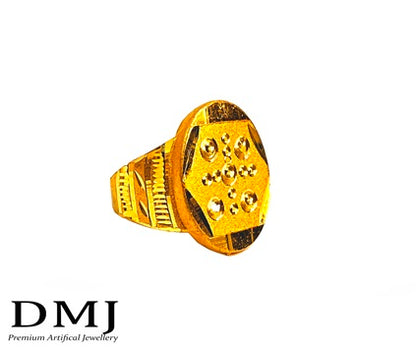 DMJ Premium High-quality Gold look Finely Detailed Handmade Brass Gold Plated Ring