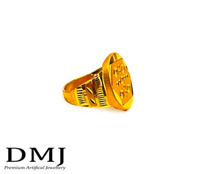 DMJ Premium High-quality Gold look Finely Detailed Handmade Brass Gold Plated Ring