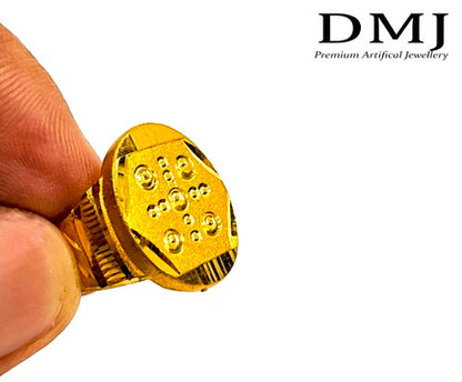 DMJ Premium High-quality Gold look Finely Detailed Handmade Brass Gold Plated Ring