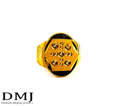 DMJ Premium High-quality Gold look Finely Detailed Handmade Brass Gold Plated Ring