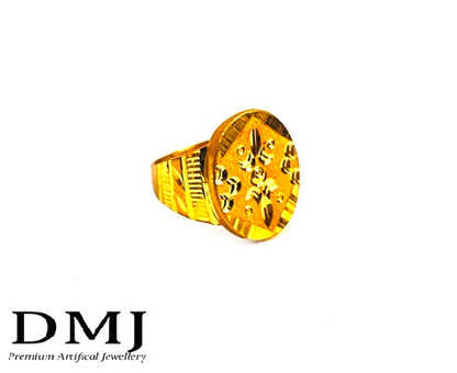 DMJ Premium High-quality Gold look Finely Detailed Handmade Brass Gold Plated Ring