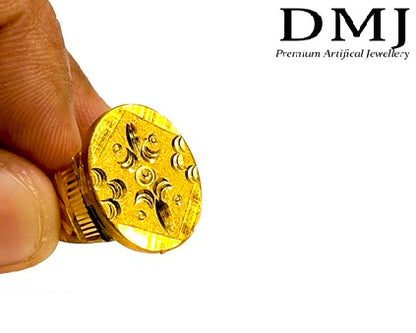 DMJ Premium High-quality Gold look Finely Detailed Handmade Brass Gold Plated Ring