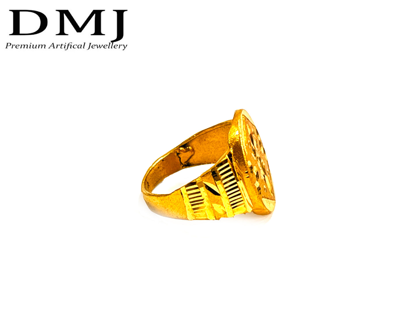 DMJ Premium High-quality Gold look Finely Detailed Handmade Brass Gold Plated Ring
