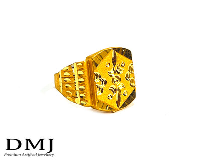 DMJ Premium High-quality Gold look Finely Detailed Handmade Brass Gold Plated Ring