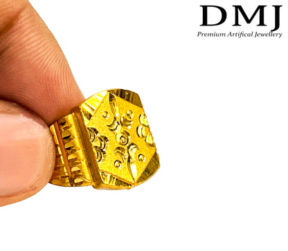 DMJ Premium High-quality Gold look Finely Detailed Handmade Brass Gold Plated Ring