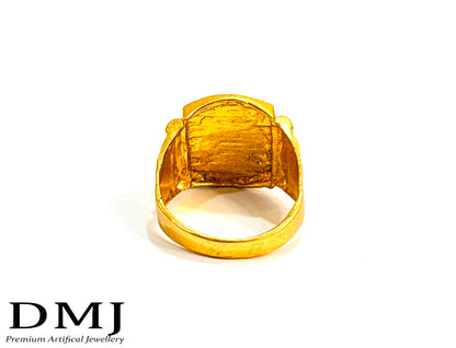 DMJ Premium High-quality Gold look Finely Detailed Handmade Brass Gold Plated Ring