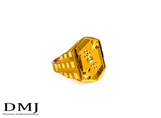 DMJ Premium High-quality Gold look Finely Detailed Handmade Brass Gold Plated Ring
