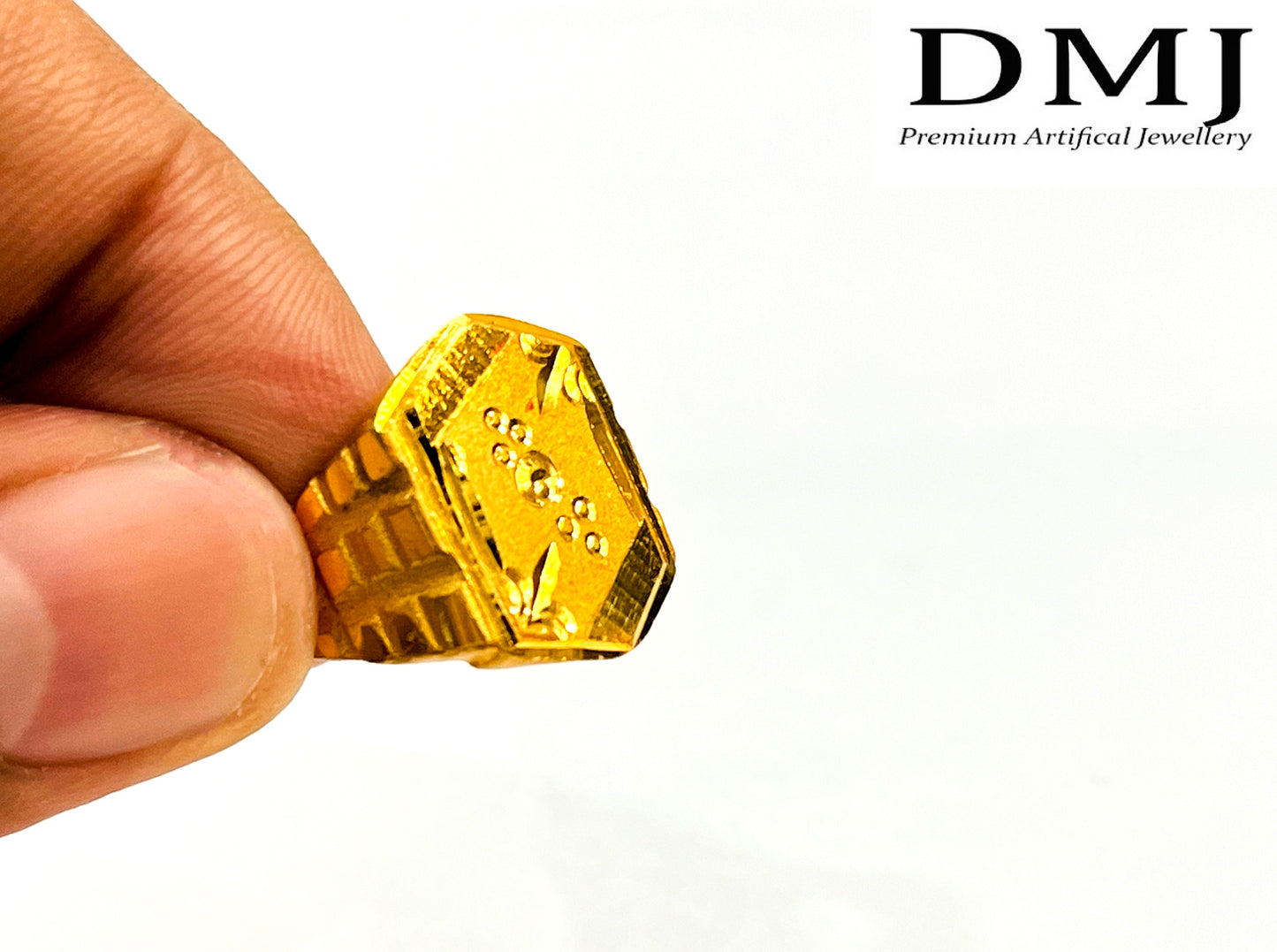 DMJ Premium High-quality Gold look Finely Detailed Handmade Brass Gold Plated Ring