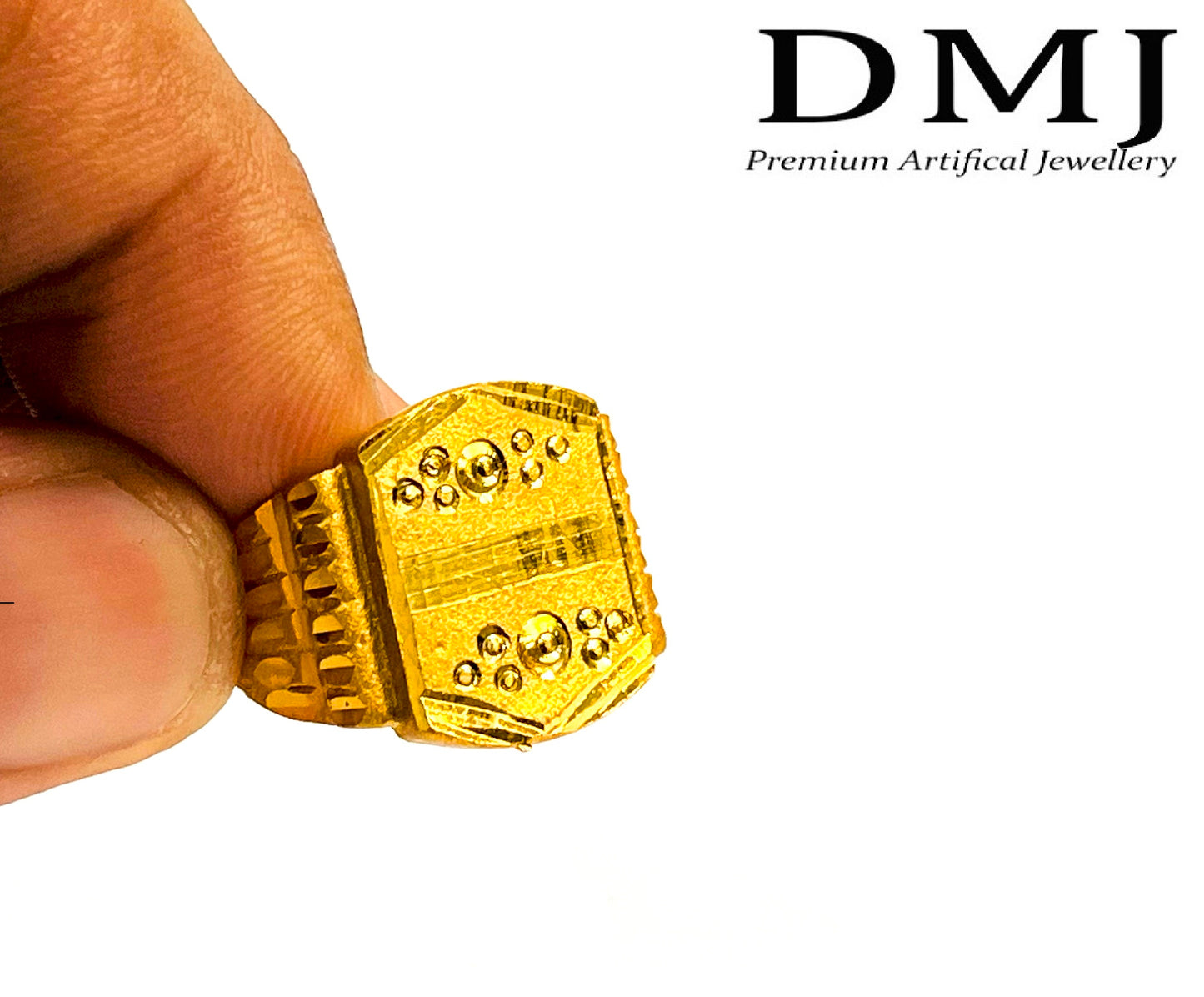 DMJ Premium High-quality Gold look Finely Detailed Handmade Brass Gold Plated Ring