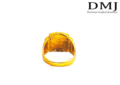 DMJ Premium High-quality Gold look Finely Detailed Handmade Brass Gold Plated Ring