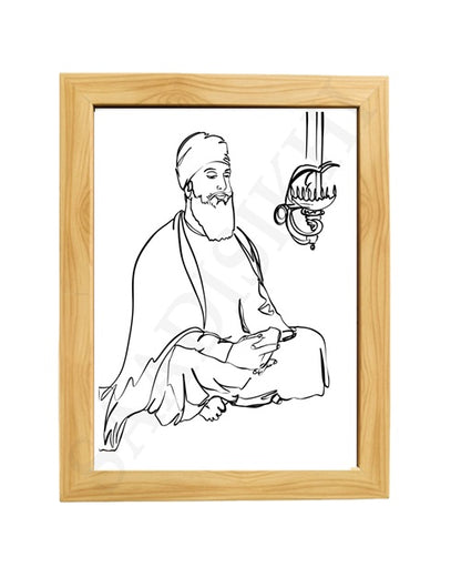 SaadiSikhi GURU TEG BADUR SAHIB JI SikhArt I Sikh Guru Wall Art Poster I Punjabi Sikh Religious Home Wall Décor I Sikhism Painting I Sikh 10 gurus I Sikhism I Wall Art Frame I with Self Adhesive Hook