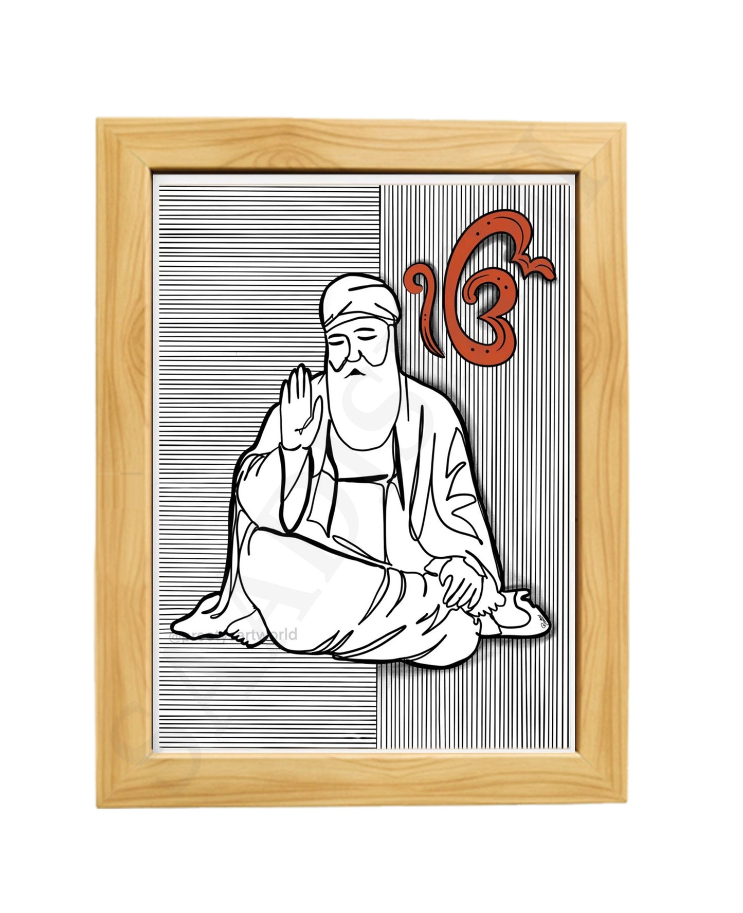 SaadiSikhi SikhArt Print I Sikh Guru Wall Art Poster I Punjabi Sikh Religious Home Wall Décor I Sikhism Painting I Sikh 10 gurus I Sikhism I Wall Art Frame I with Self Adhesive Hook (Baba Nanak ji (Design-1)