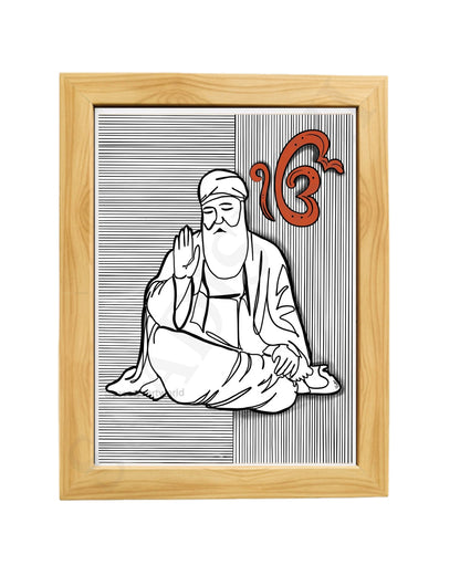 SaadiSikhi SikhArt Print I Sikh Guru Wall Art Poster I Punjabi Sikh Religious Home Wall Décor I Sikhism Painting I Sikh 10 gurus I Sikhism I Wall Art Frame I with Self Adhesive Hook (Baba Nanak ji (Design-1)