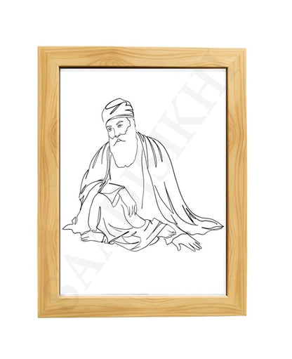 SaadiSikhi Baba Nanak JI SikhArt I Sikh Guru Wall Art Poster I Punjabi Sikh Religious Home Wall Décor I Sikhism Painting I Sikh 10 gurus I Sikhism I Wall Art Frame I with Self Adhesive Hook (Design-2)
