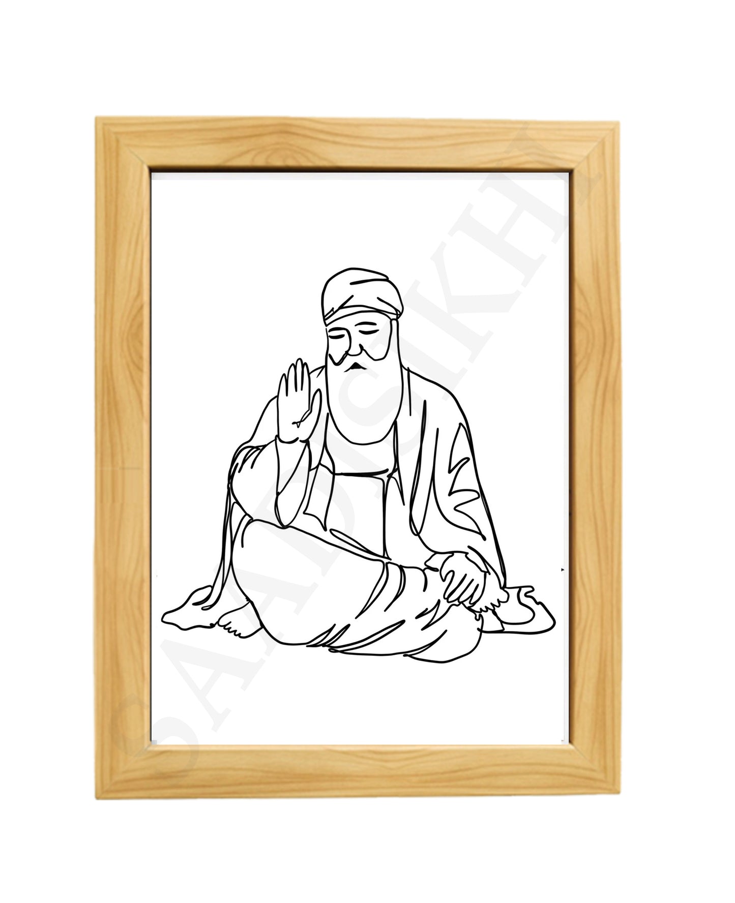 SaadiSikhi Baba Nanak JI SikhArt I Sikh Guru Wall Art Poster I Punjabi Sikh Religious Home Wall Décor I Sikhism Painting I Sikh 10 gurus I Sikhism I Wall Art Frame I with Self Adhesive Hook (Design-3)