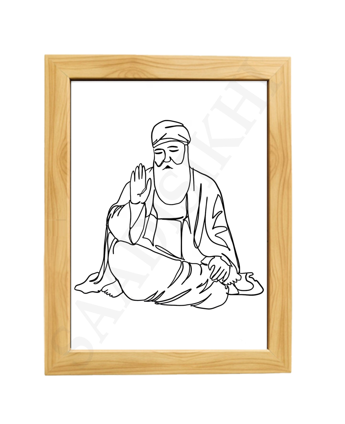 SaadiSikhi Baba Nanak JI SikhArt I Sikh Guru Wall Art Poster I Punjabi Sikh Religious Home Wall Décor I Sikhism Painting I Sikh 10 gurus I Sikhism I Wall Art Frame I with Self Adhesive Hook (Design-6)