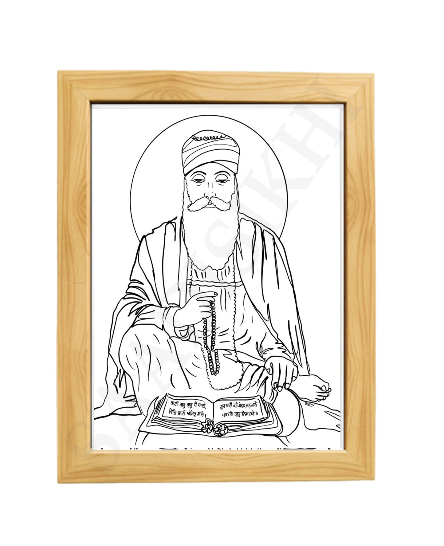 SaadiSikhi Baba Nanak JI SikhArt I Sikh Guru Wall Art Poster I Punjabi Sikh Religious Home Wall Décor I Sikhism Painting I Sikh 10 gurus I Sikhism I Wall Art Frame I with Self Adhesive Hook (Design-5)
