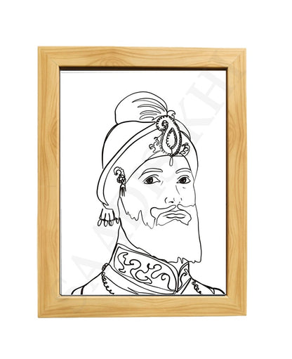 SaadiSikhi Guru Gobind Singh Maharaj ji Sketch Art Poster Print I Sikh God Wall ArtI Punjabi I Sikh Religious Home Wall Décor Sikhism I Sikhism I Wall Art Frame I with Self Adhesive Hook (SS-GGSJ)