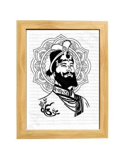 SaadiSikhi Guru Gobind Singh Maharaj ji Sketch Art Poster Print I Sikh God Wall ArtI Punjabi I Sikh Religious Home Wall Décor Sikhism I Sikhism I Wall Art Frame I with Self Adhesive Hook (SS-GGSJ03)