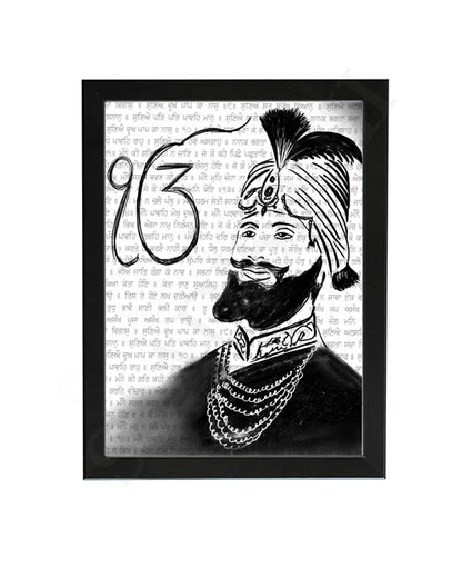 SaadiSikhi Guru Gobind Singh Maharaj ji Sketch Art Poster Print I Sikh God Wall ArtI Punjabi I Sikh Religious Home Wall Décor Sikhism I Sikhism I Wall Art Frame I with Self Adhesive Hook (SS-GGSJ01)