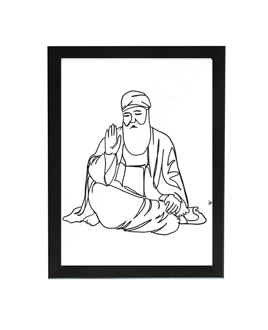 SaadiSikhi Baba Nanak JI SikhArt I Sikh Guru Wall Art Poster I Punjabi Sikh Religious Home Wall Décor I Sikhism Painting I Sikh 10 gurus I Sikhism I Wall Art Frame I with Self Adhesive Hook (Design-3)