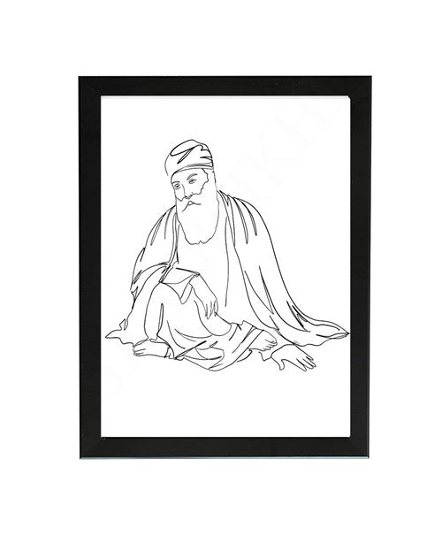 SaadiSikhi Baba Nanak JI SikhArt I Sikh Guru Wall Art Poster I Punjabi Sikh Religious Home Wall Décor I Sikhism Painting I Sikh 10 gurus I Sikhism I Wall Art Frame I with Self Adhesive Hook (Design-2)