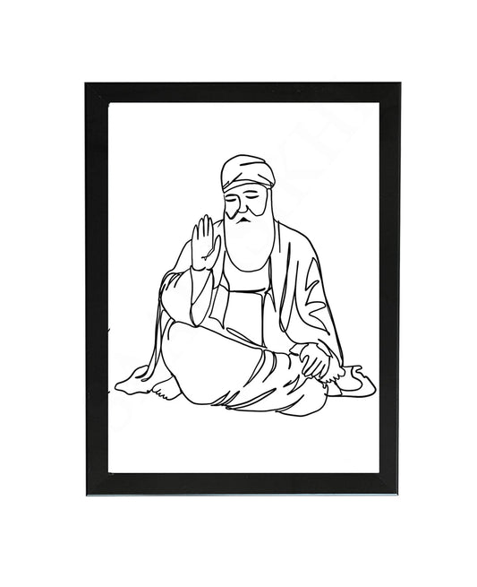 SaadiSikhi Baba Nanak JI SikhArt I Sikh Guru Wall Art Poster I Punjabi Sikh Religious Home Wall Décor I Sikhism Painting I Sikh 10 gurus I Sikhism I Wall Art Frame I with Self Adhesive Hook (Design-6)