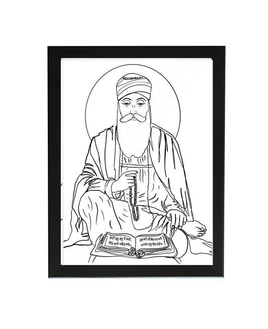 SaadiSikhi Baba Nanak JI SikhArt I Sikh Guru Wall Art Poster I Punjabi Sikh Religious Home Wall Décor I Sikhism Painting I Sikh 10 gurus I Sikhism I Wall Art Frame I with Self Adhesive Hook (Design-5)