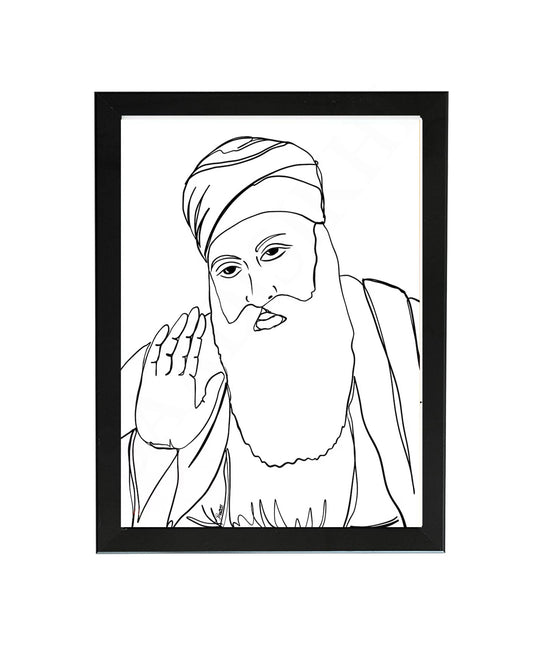 SaadiSikhi Baba Nanak JI SikhArt I Sikh Guru Wall Art Poster I Punjabi Sikh Religious Home Wall Décor I Sikhism Painting I Sikh 10 gurus I Sikhism I Wall Art Frame I with Self Adhesive Hook (Design-4)