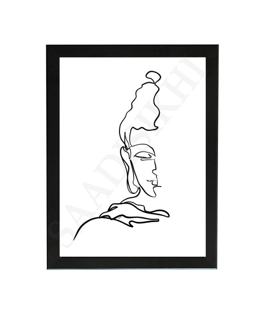 Calm Buddha Half Face Single Line Wall Art I One Line Art Print I Buddha Minimal Art I Modern Poster I Yogi Zen Boho Art I Office Decor I Wall Frame I with Self Adhesive Hook