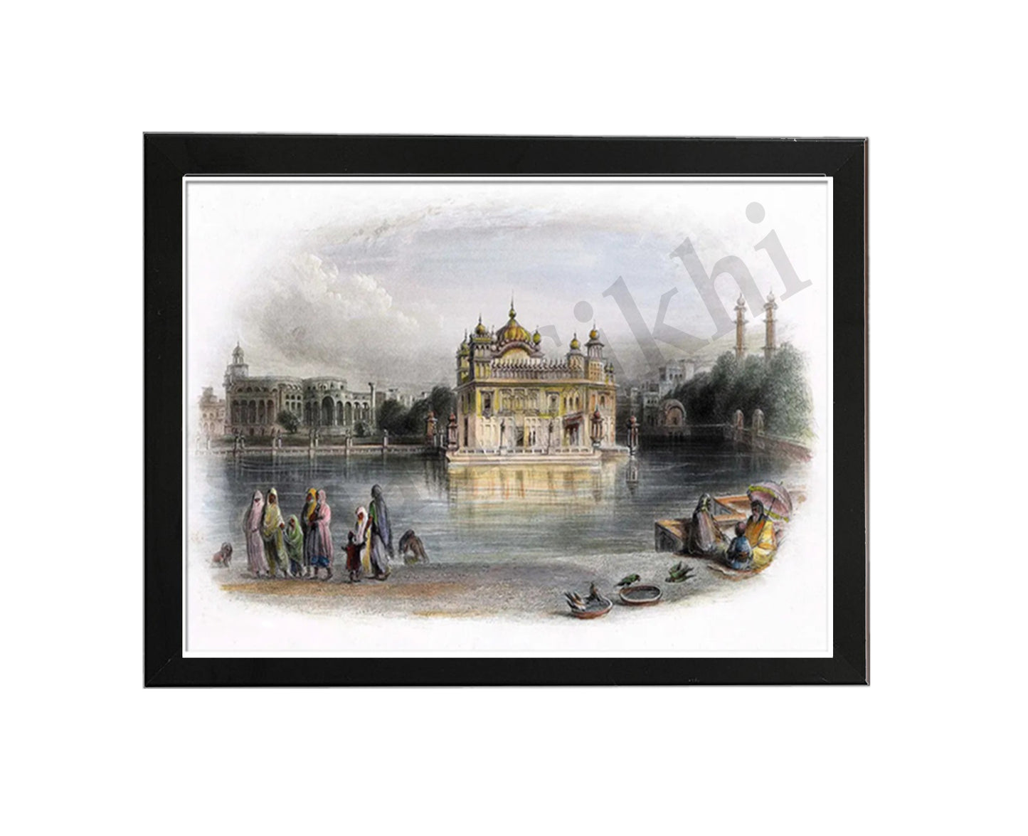 Golden Temple Sikh Art Print: Darbar Sahib Painting:-Digital Wall Art I Wall Frame I with Self Adhesive Hook (GT-012)