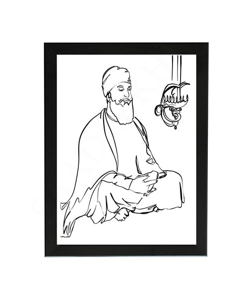 SaadiSikhi GURU TEG BADUR SAHIB JI SikhArt I Sikh Guru Wall Art Poster I Punjabi Sikh Religious Home Wall Décor I Sikhism Painting I Sikh 10 gurus I Sikhism I Wall Art Frame I with Self Adhesive Hook
