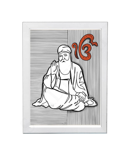 SaadiSikhi SikhArt Print I Sikh Guru Wall Art Poster I Punjabi Sikh Religious Home Wall Décor I Sikhism Painting I Sikh 10 gurus I Sikhism I Wall Art Frame I with Self Adhesive Hook (Baba Nanak ji (Design-1)