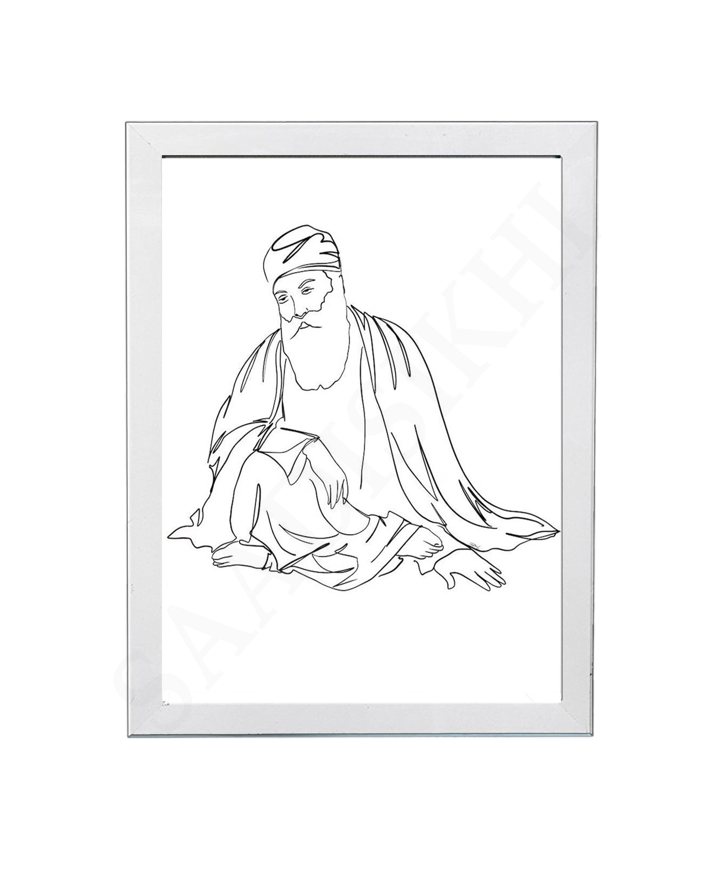 SaadiSikhi Baba Nanak JI SikhArt I Sikh Guru Wall Art Poster I Punjabi Sikh Religious Home Wall Décor I Sikhism Painting I Sikh 10 gurus I Sikhism I Wall Art Frame I with Self Adhesive Hook (Design-2)
