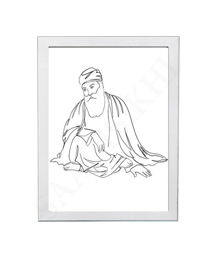 SaadiSikhi Baba Nanak JI SikhArt I Sikh Guru Wall Art Poster I Punjabi Sikh Religious Home Wall Décor I Sikhism Painting I Sikh 10 gurus I Sikhism I Wall Art Frame I with Self Adhesive Hook (Design-2)