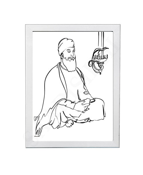 SaadiSikhi GURU TEG BADUR SAHIB JI SikhArt I Sikh Guru Wall Art Poster I Punjabi Sikh Religious Home Wall Décor I Sikhism Painting I Sikh 10 gurus I Sikhism I Wall Art Frame I with Self Adhesive Hook