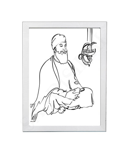 SaadiSikhi GURU TEG BADUR SAHIB JI SikhArt I Sikh Guru Wall Art Poster I Punjabi Sikh Religious Home Wall Décor I Sikhism Painting I Sikh 10 gurus I Sikhism I Wall Art Frame I with Self Adhesive Hook