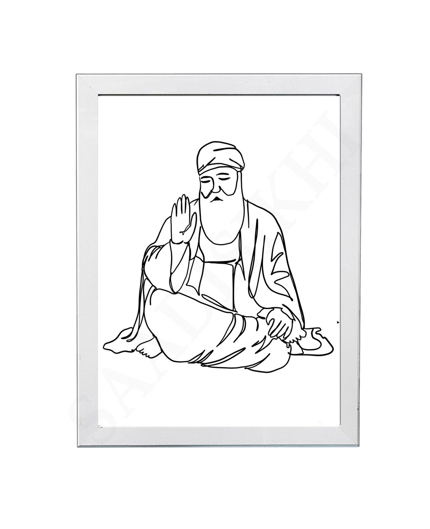 SaadiSikhi Baba Nanak JI SikhArt I Sikh Guru Wall Art Poster I Punjabi Sikh Religious Home Wall Décor I Sikhism Painting I Sikh 10 gurus I Sikhism I Wall Art Frame I with Self Adhesive Hook (Design-3)