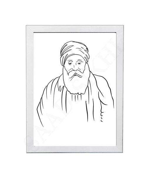 SaadiSikhi Guru Amardas Ji SikhArt I Sikh Guru Wall Art Poster I Punjabi Sikh Religious Home Wall Décor I Sikhism Painting I Sikh 10 gurus I Sikhism I Wall Art Frame I with Self Adhesive Hook
