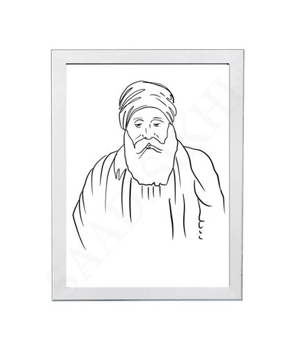 SaadiSikhi Guru Amardas Ji SikhArt I Sikh Guru Wall Art Poster I Punjabi Sikh Religious Home Wall Décor I Sikhism Painting I Sikh 10 gurus I Sikhism I Wall Art Frame I with Self Adhesive Hook