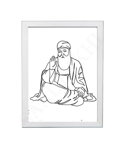 SaadiSikhi Baba Nanak JI SikhArt I Sikh Guru Wall Art Poster I Punjabi Sikh Religious Home Wall Décor I Sikhism Painting I Sikh 10 gurus I Sikhism I Wall Art Frame I with Self Adhesive Hook (Design-6)
