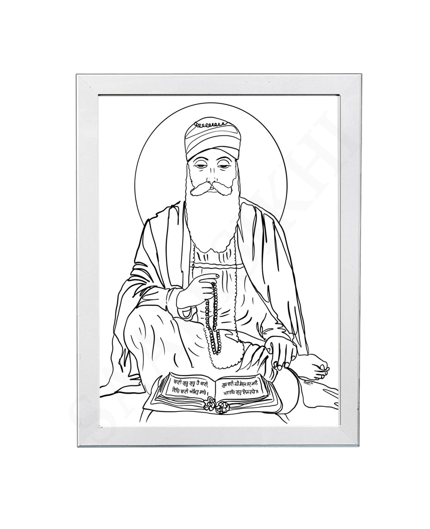 SaadiSikhi Baba Nanak JI SikhArt I Sikh Guru Wall Art Poster I Punjabi Sikh Religious Home Wall Décor I Sikhism Painting I Sikh 10 gurus I Sikhism I Wall Art Frame I with Self Adhesive Hook (Design-5)