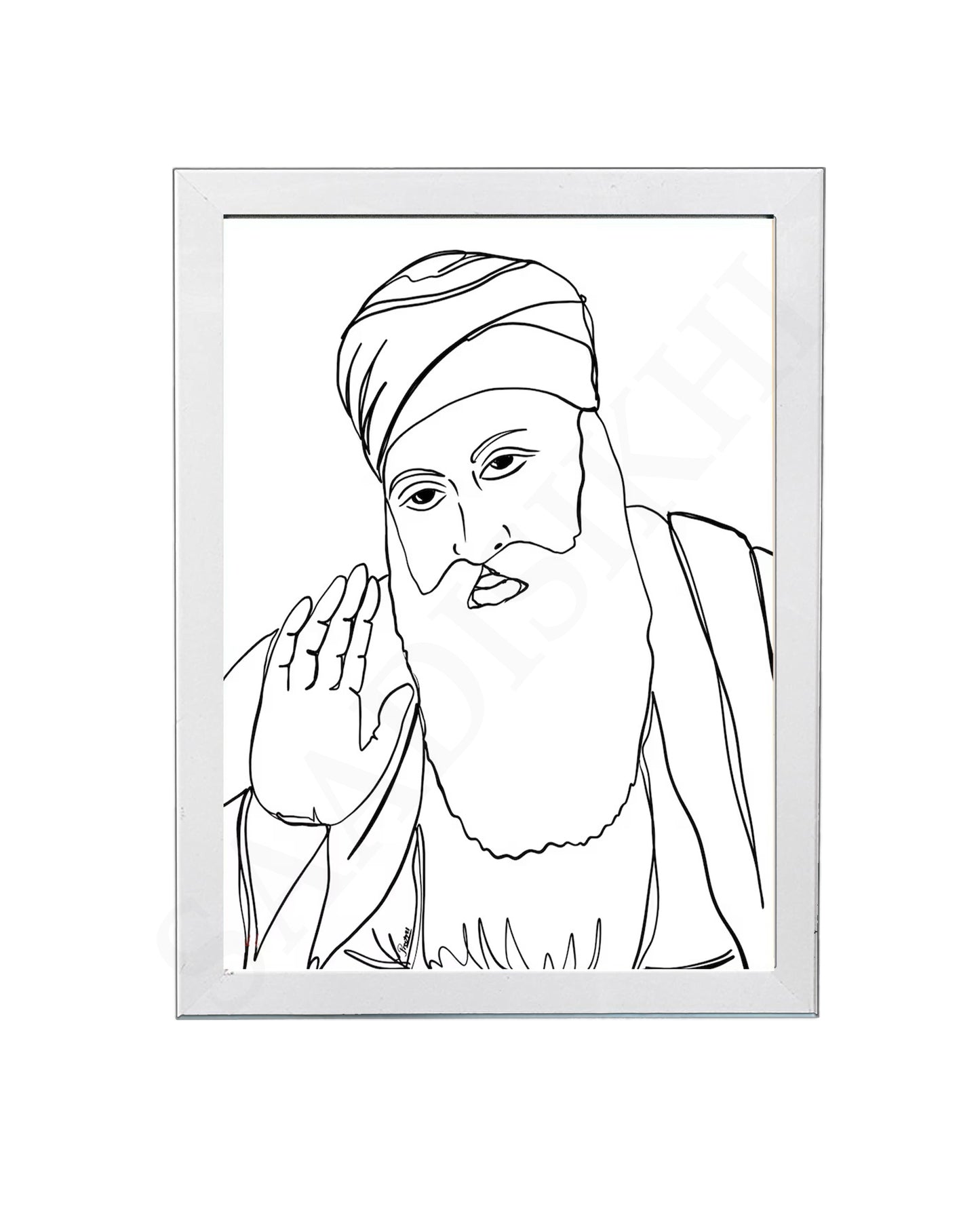 SaadiSikhi Baba Nanak JI SikhArt I Sikh Guru Wall Art Poster I Punjabi Sikh Religious Home Wall Décor I Sikhism Painting I Sikh 10 gurus I Sikhism I Wall Art Frame I with Self Adhesive Hook (Design-4)