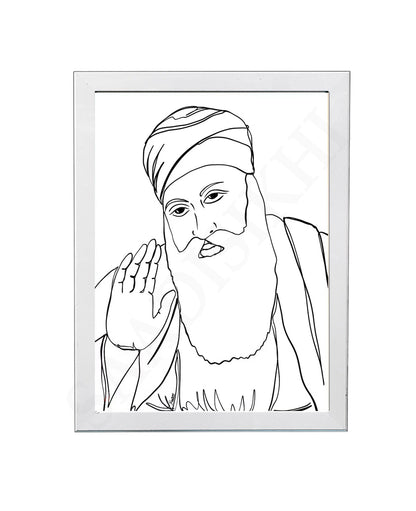 SaadiSikhi Baba Nanak JI SikhArt I Sikh Guru Wall Art Poster I Punjabi Sikh Religious Home Wall Décor I Sikhism Painting I Sikh 10 gurus I Sikhism I Wall Art Frame I with Self Adhesive Hook (Design-4)