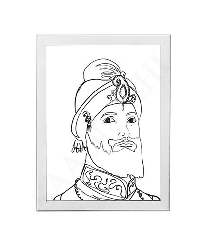 SaadiSikhi Guru Gobind Singh Maharaj ji Sketch Art Poster Print I Sikh God Wall ArtI Punjabi I Sikh Religious Home Wall Décor Sikhism I Sikhism I Wall Art Frame I with Self Adhesive Hook (SS-GGSJ)