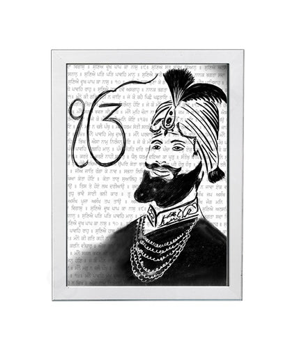 SaadiSikhi Guru Gobind Singh Maharaj ji Sketch Art Poster Print I Sikh God Wall ArtI Punjabi I Sikh Religious Home Wall Décor Sikhism I Sikhism I Wall Art Frame I with Self Adhesive Hook (SS-GGSJ01)