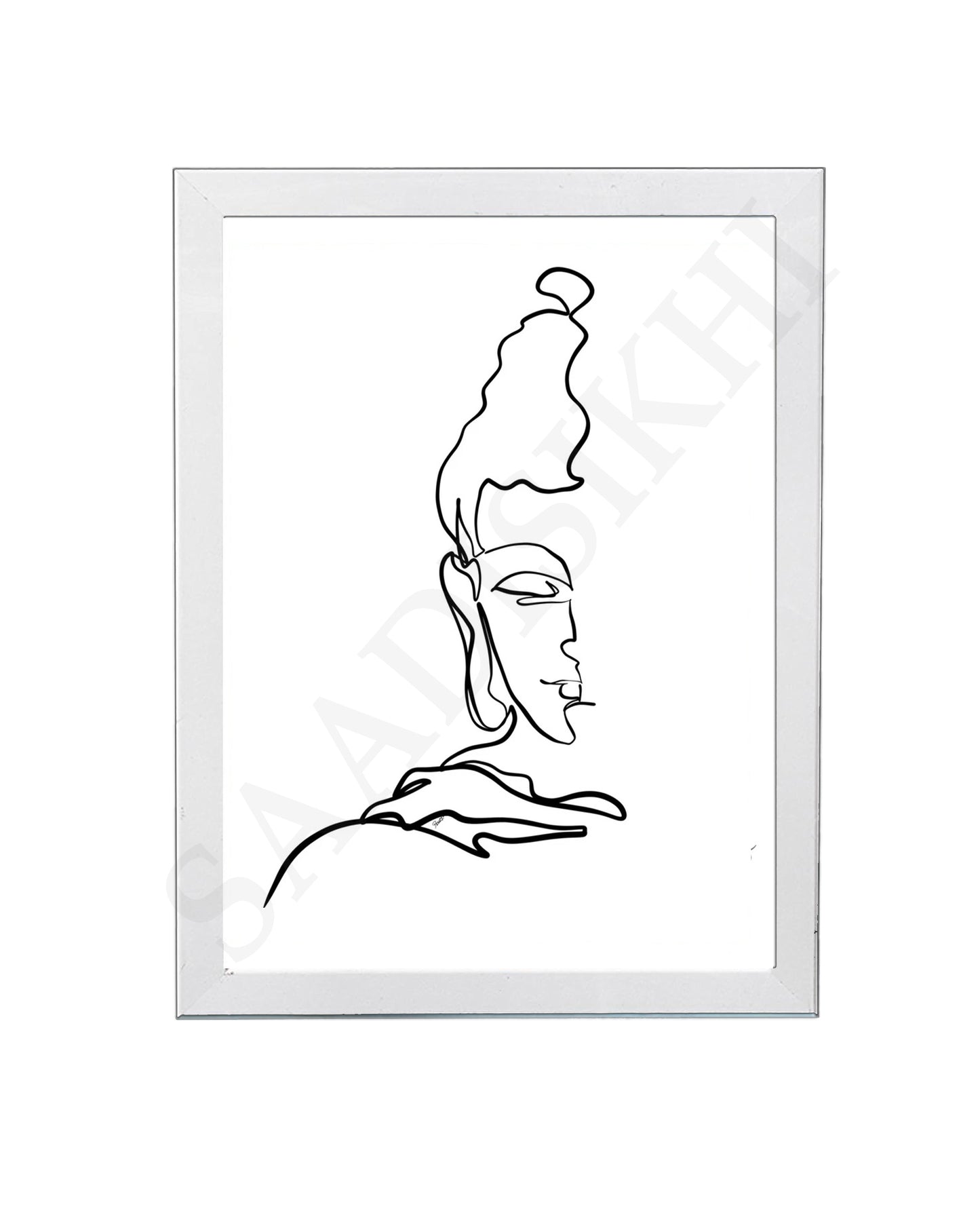 Calm Buddha Half Face Single Line Wall Art I One Line Art Print I Buddha Minimal Art I Modern Poster I Yogi Zen Boho Art I Office Decor I Wall Frame I with Self Adhesive Hook
